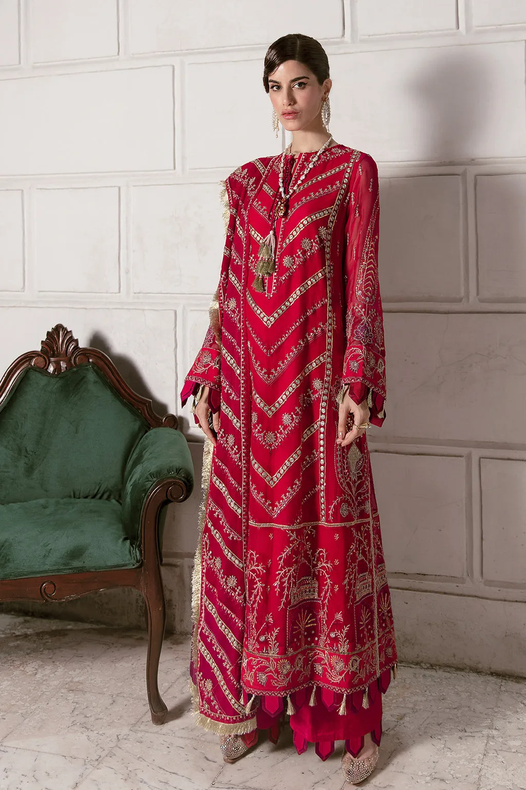 Party Wear Red Salwar Kameez with Embroidery #PF449