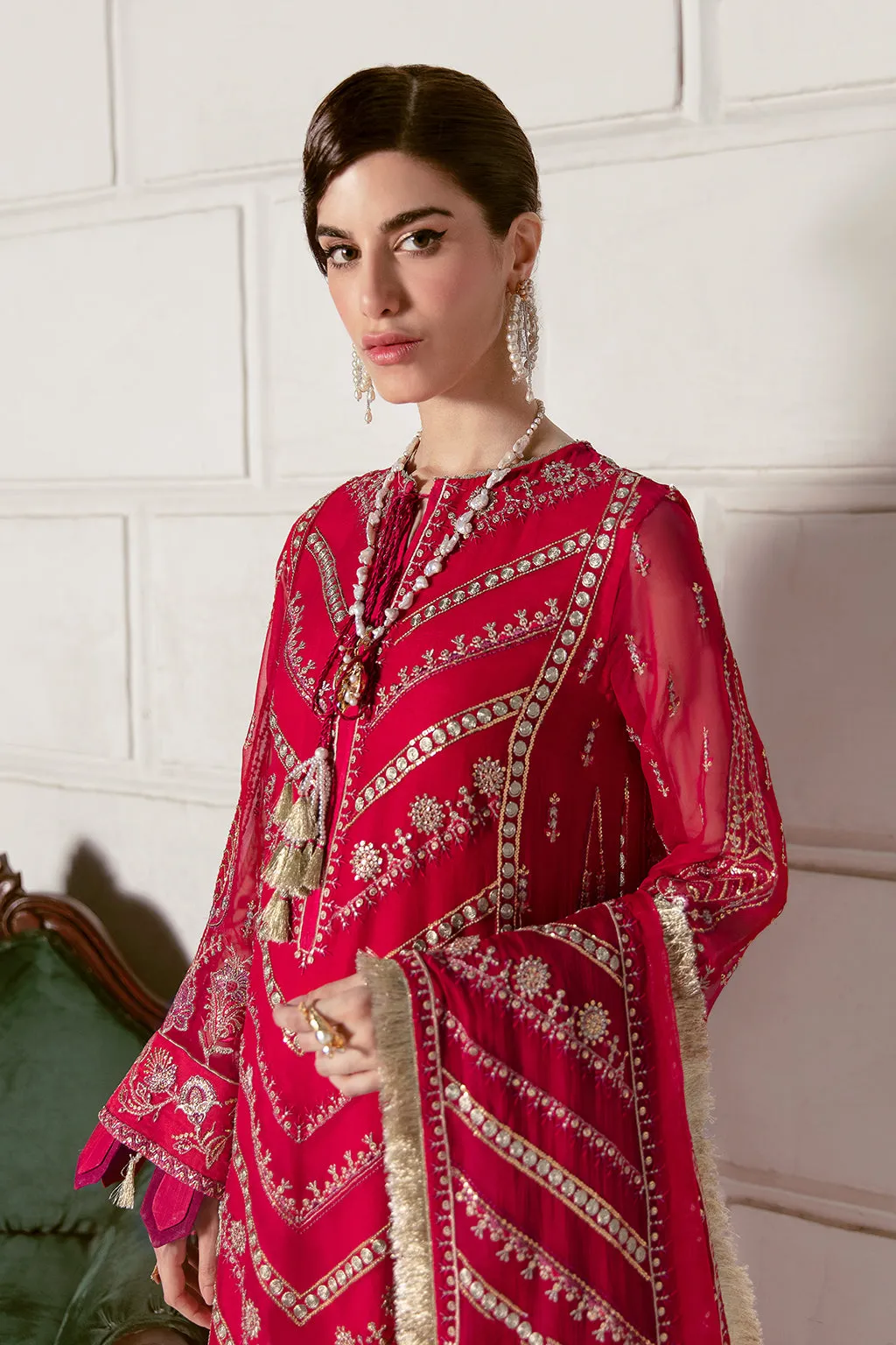 Party Wear Red Salwar Kameez with Embroidery #PF449