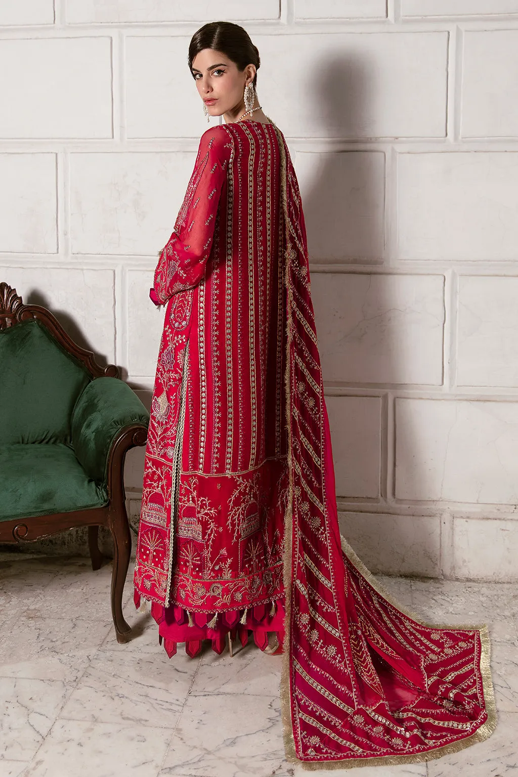 Party Wear Red Salwar Kameez with Embroidery #PF449