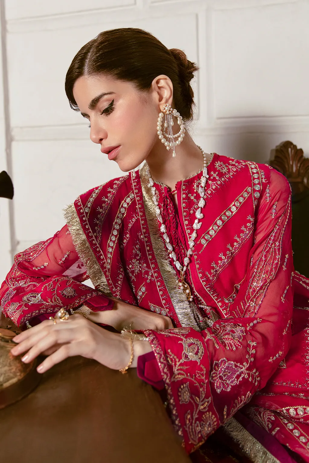 Party Wear Red Salwar Kameez with Embroidery #PF449