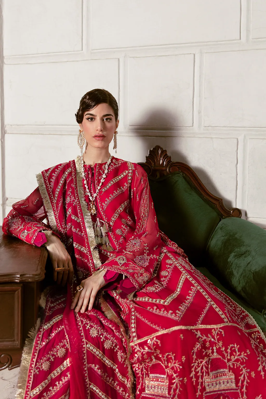 Party Wear Red Salwar Kameez with Embroidery #PF449