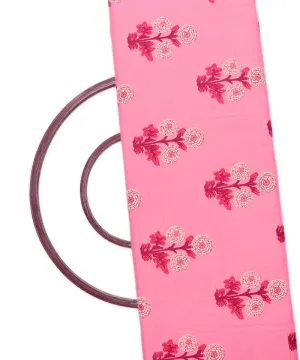 Pink Colour Floral Print Rayon Fabric