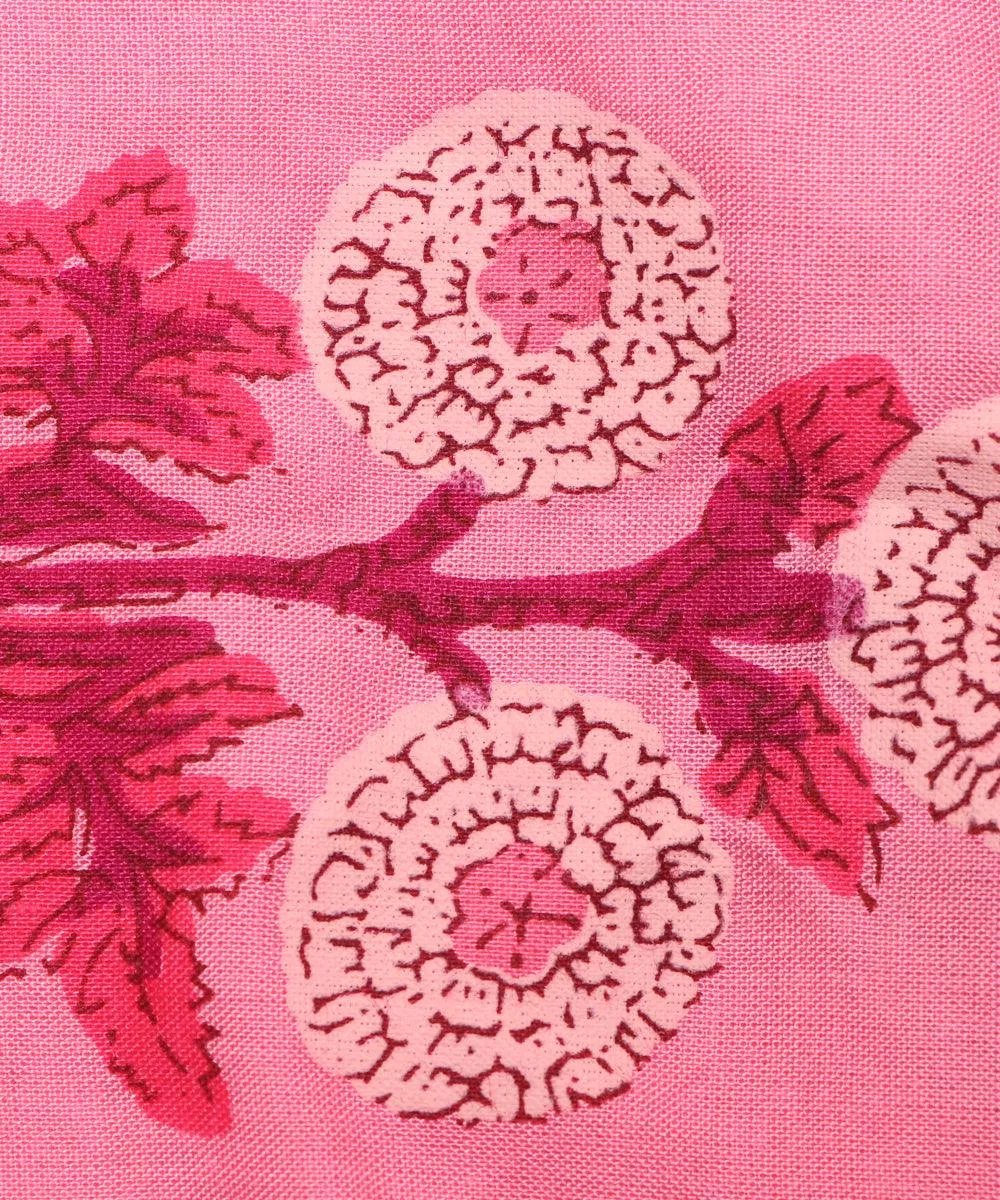 Pink Colour Floral Print Rayon Fabric