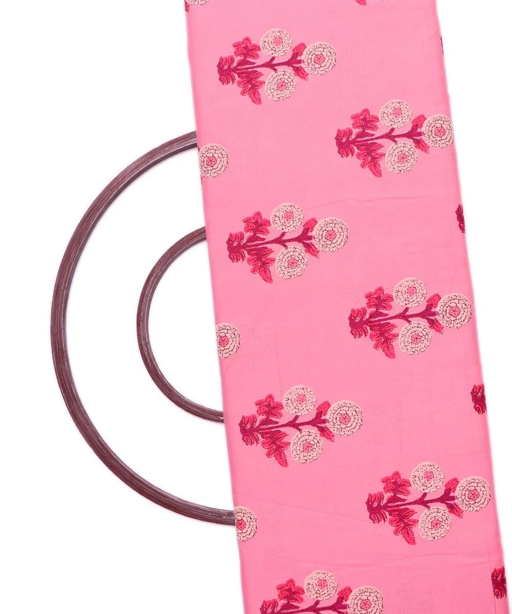 Pink Colour Floral Print Rayon Fabric