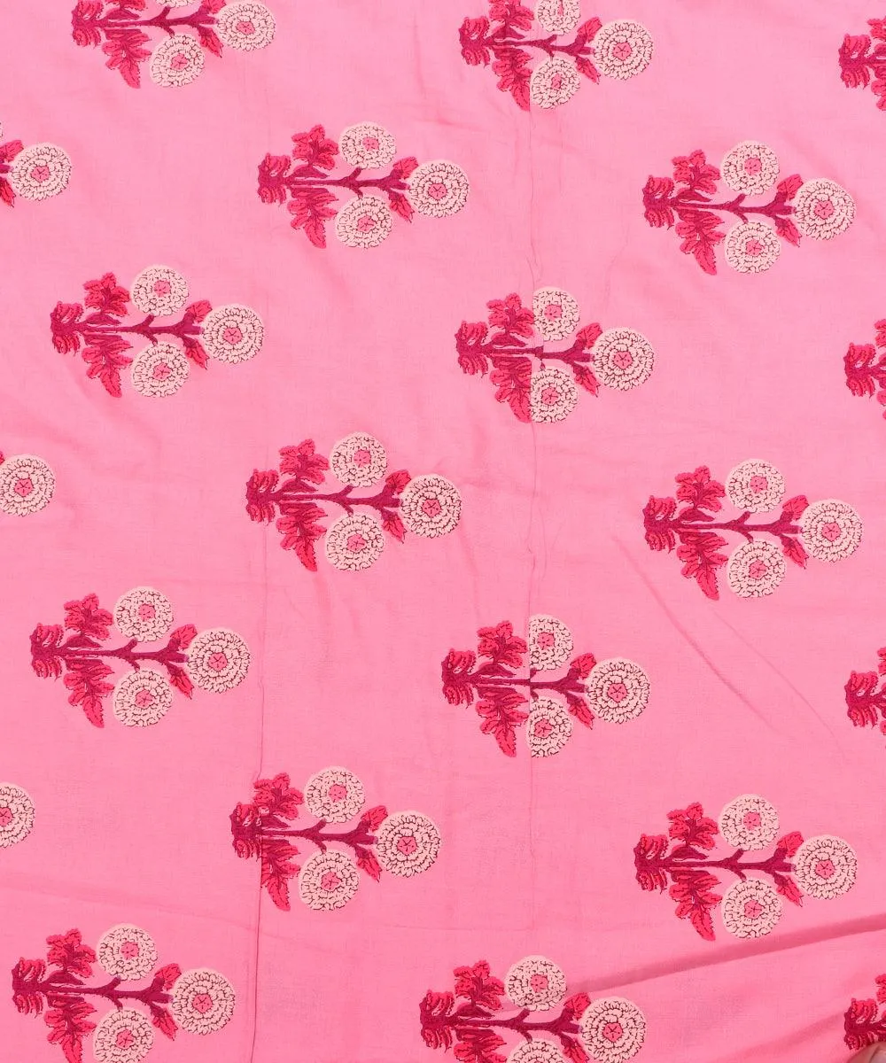 Pink Colour Floral Print Rayon Fabric