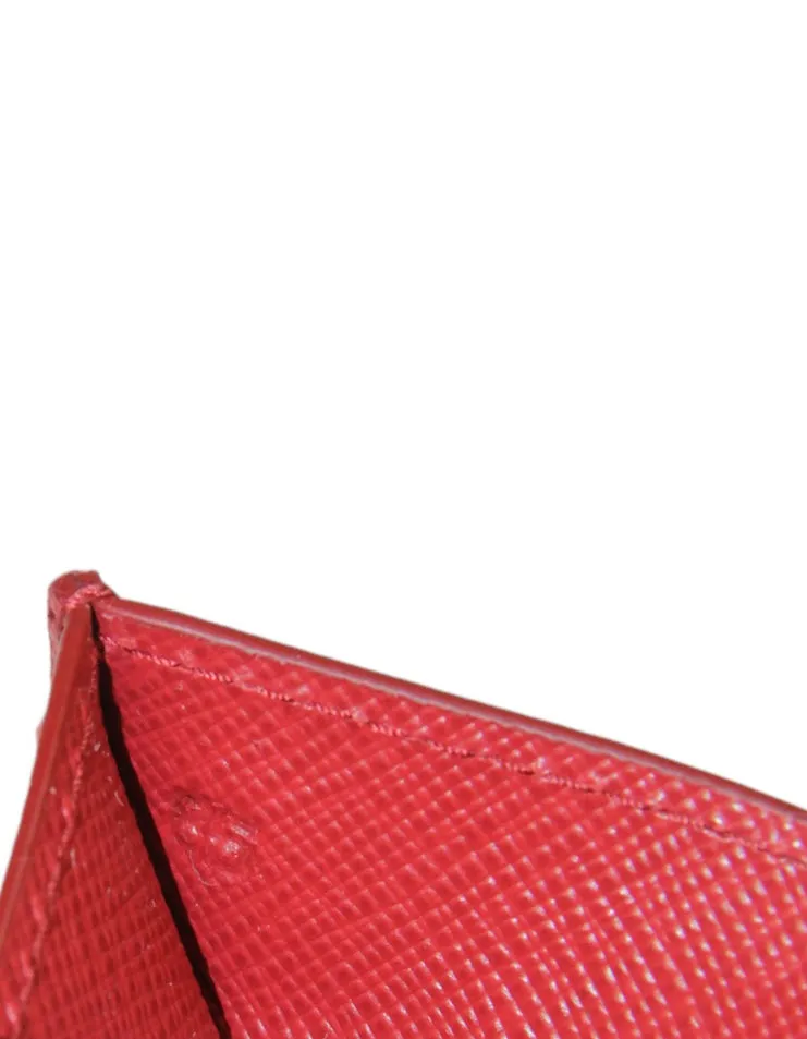 Prada Fiery Red Saffiano Leather Card Holder
