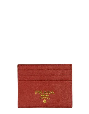 Prada Fiery Red Saffiano Leather Card Holder