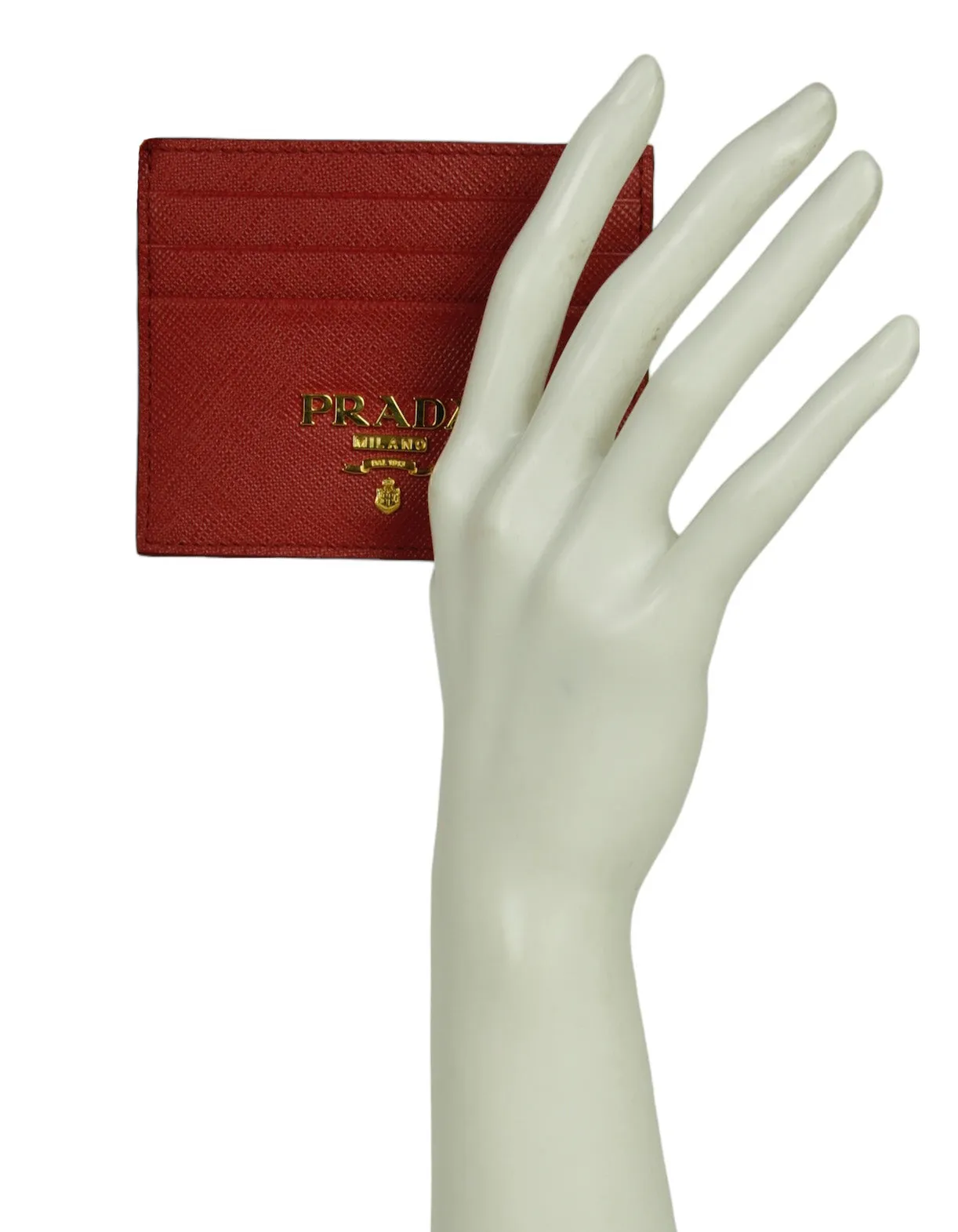 Prada Fiery Red Saffiano Leather Card Holder
