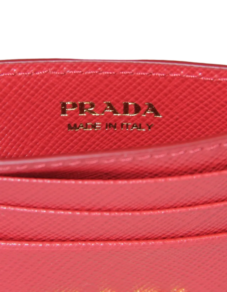 Prada Fiery Red Saffiano Leather Card Holder