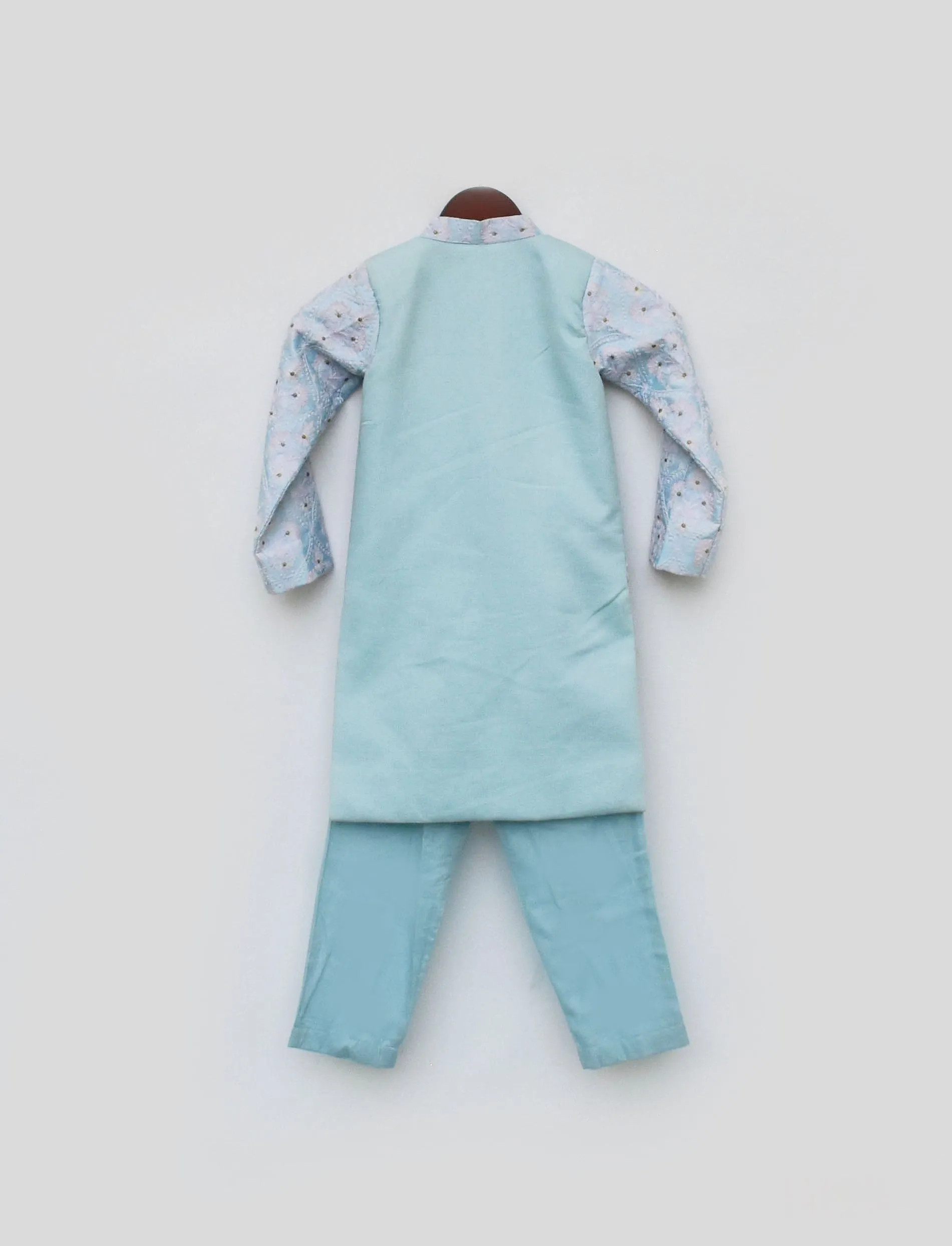 Pre Order: Blue Embroidery Ajkan and Pant