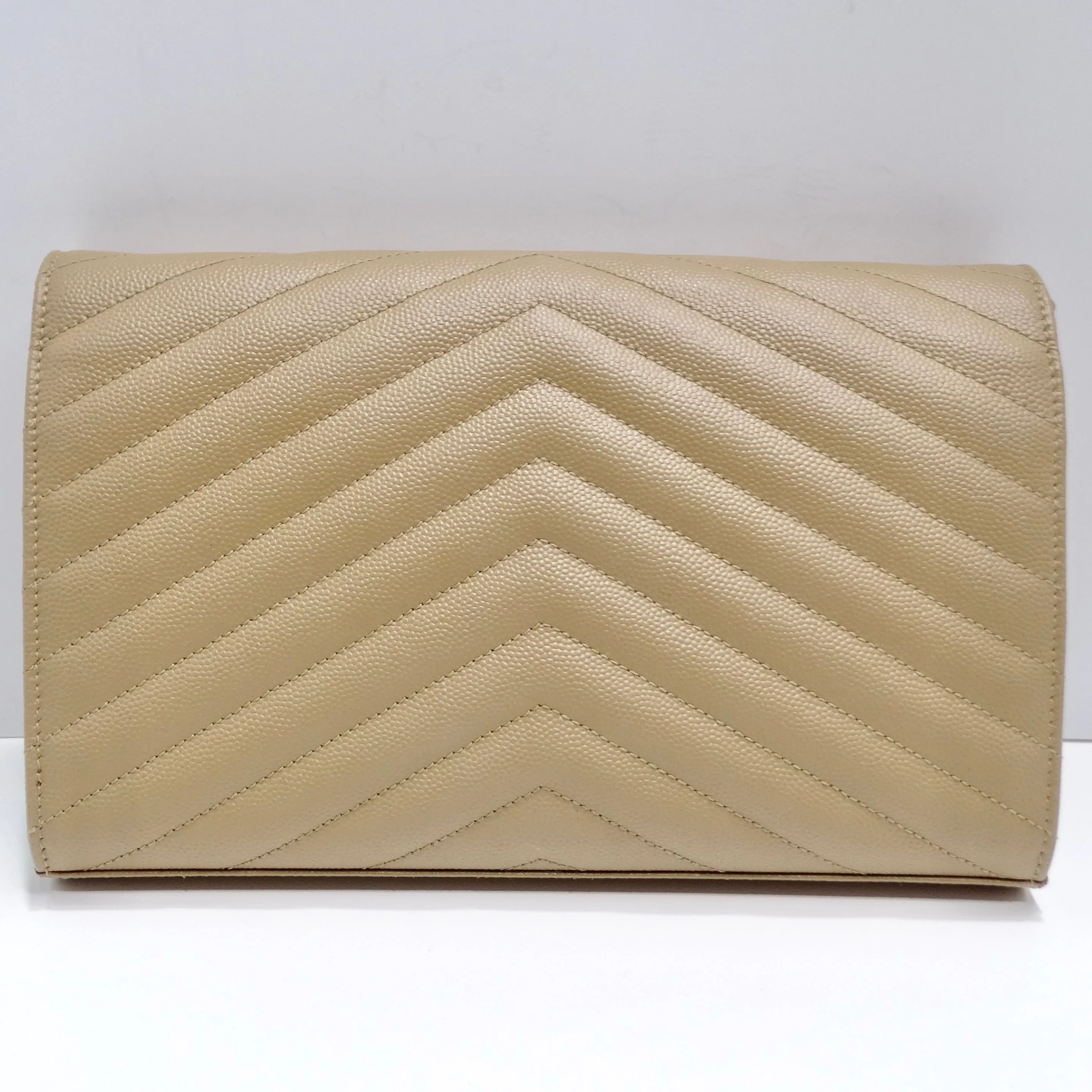 Saint Laurent Grain De Poudre Matelasse Chevron Quilted Chain Wallet