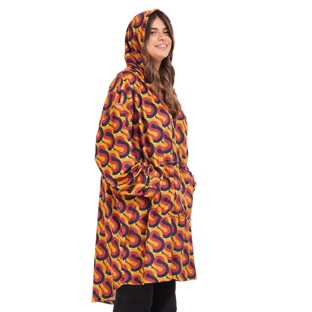 Snuggs Blanket Hoodie Red Geometric