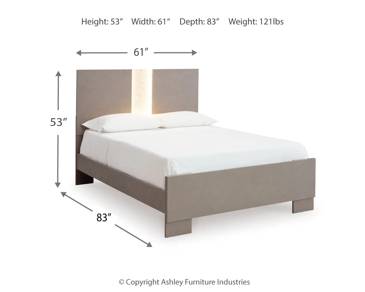 Surancha Full Panel Bed with Mirrored Dresser, Chest and Nightstand in Gray