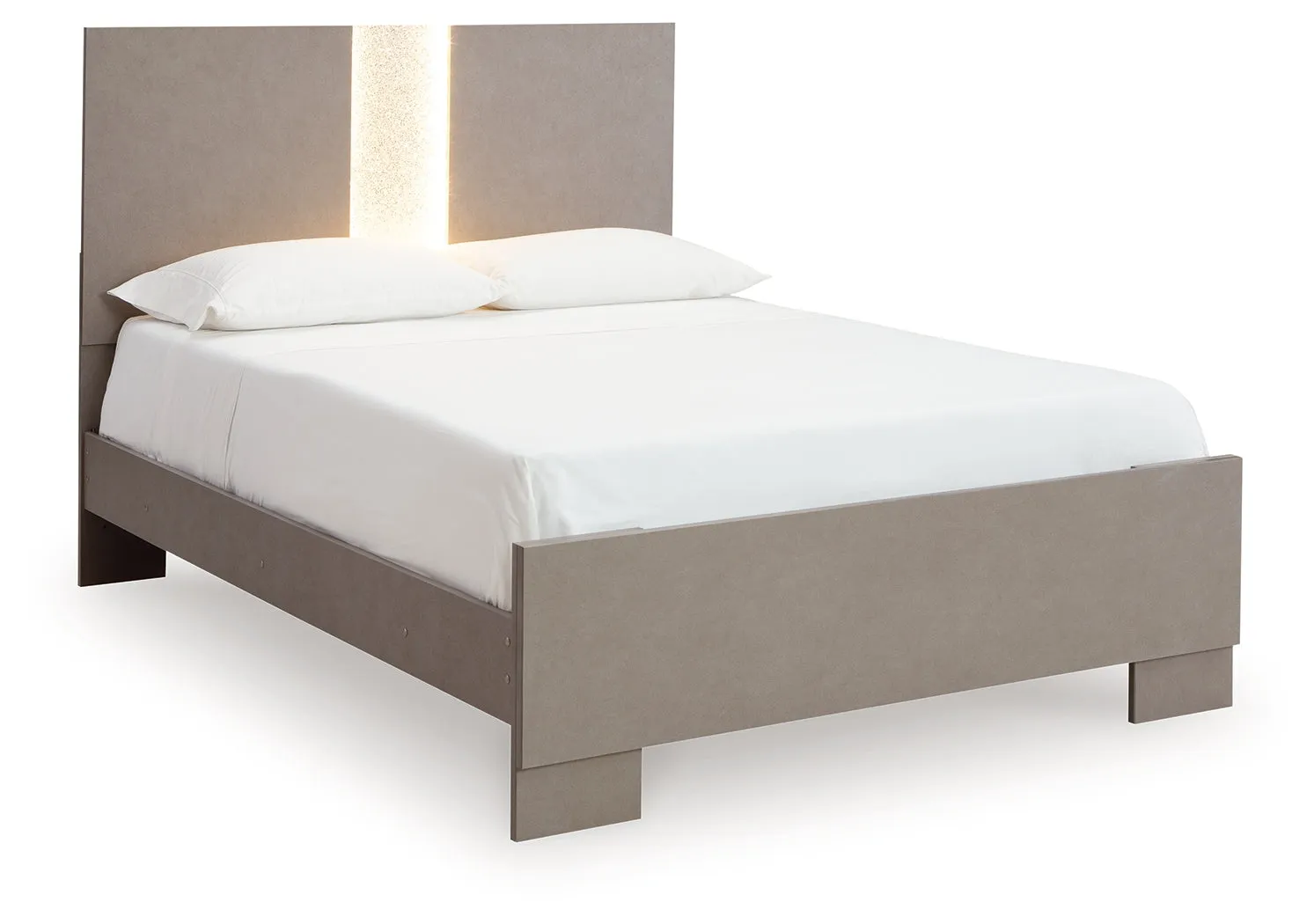 Surancha Full Panel Bed with Mirrored Dresser, Chest and Nightstand in Gray