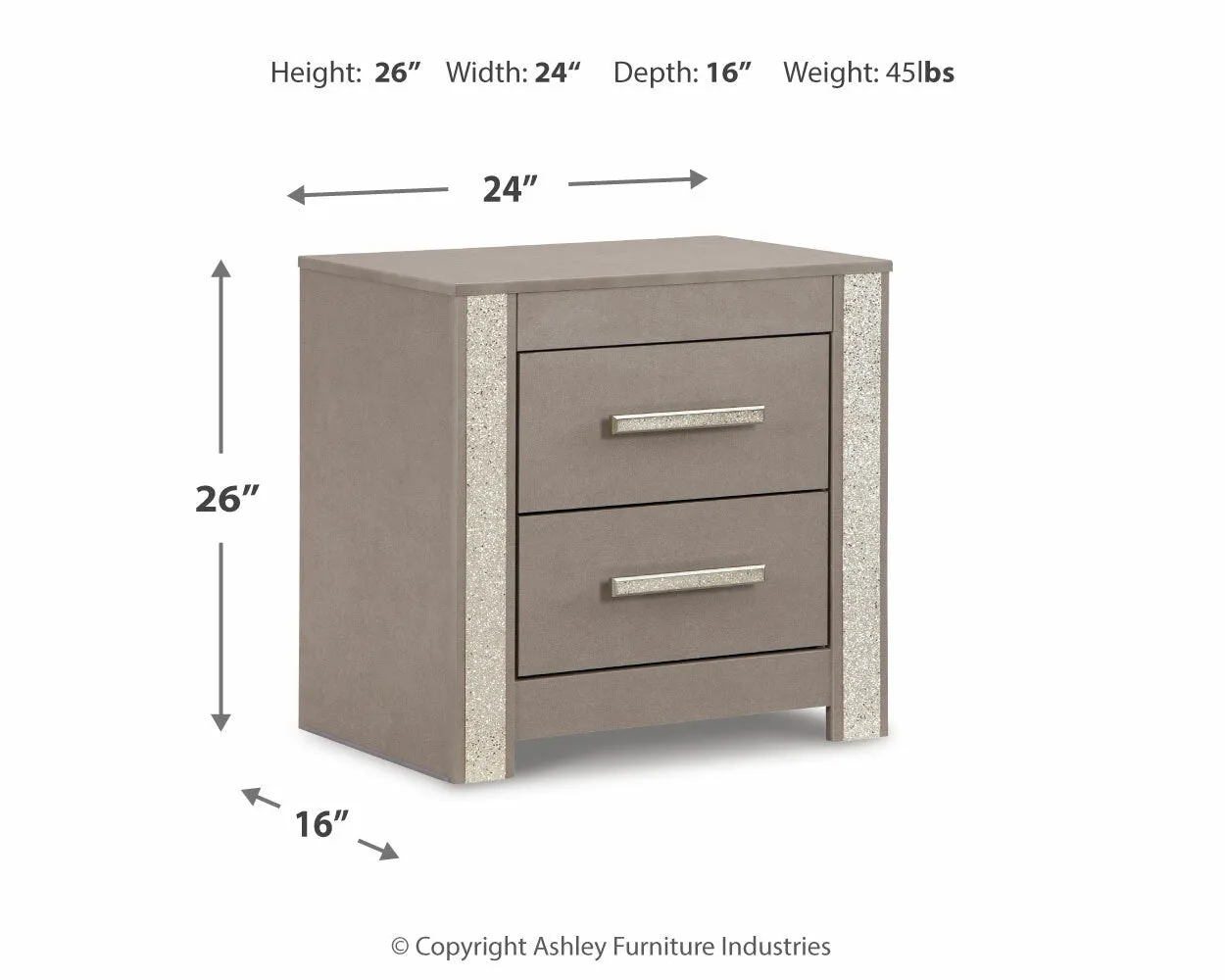 Surancha Full Panel Bed with Mirrored Dresser, Chest and Nightstand in Gray