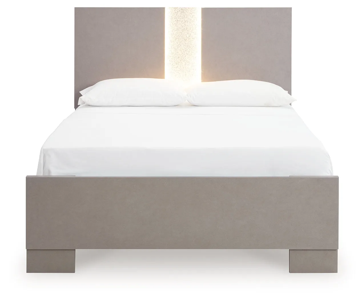 Surancha Full Panel Bed with Mirrored Dresser, Chest and Nightstand in Gray