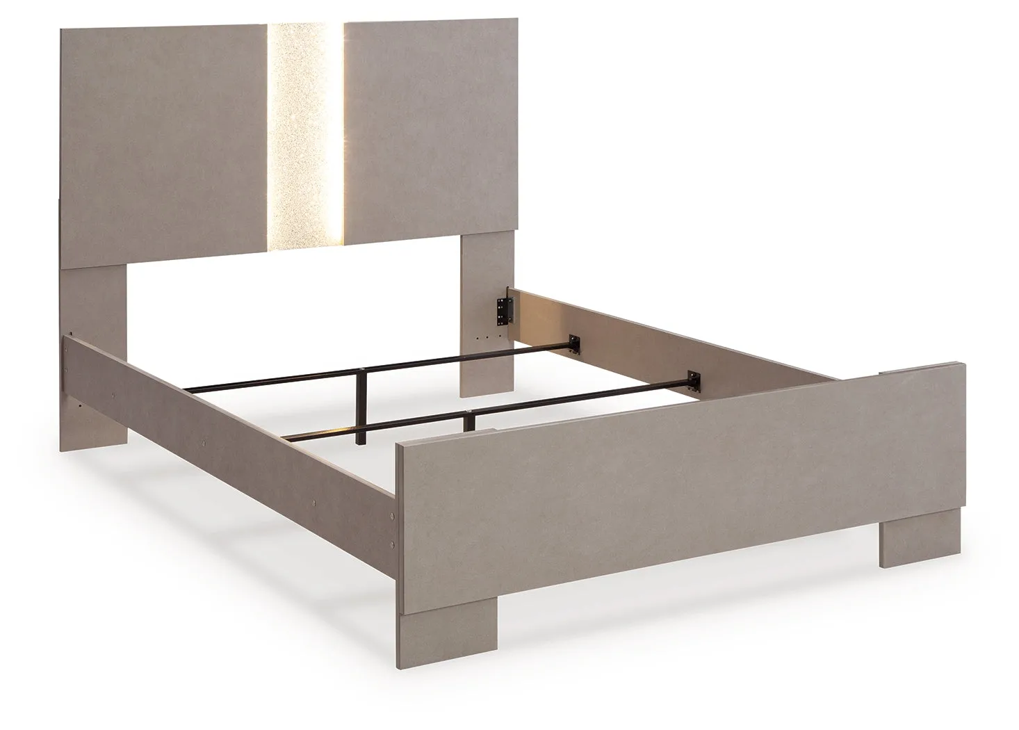 Surancha Full Panel Bed with Mirrored Dresser, Chest and Nightstand in Gray