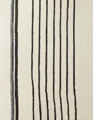 Two Tone Stripe Grasscloth Wallpaper By Nathan Turner, Black Gray Swatch