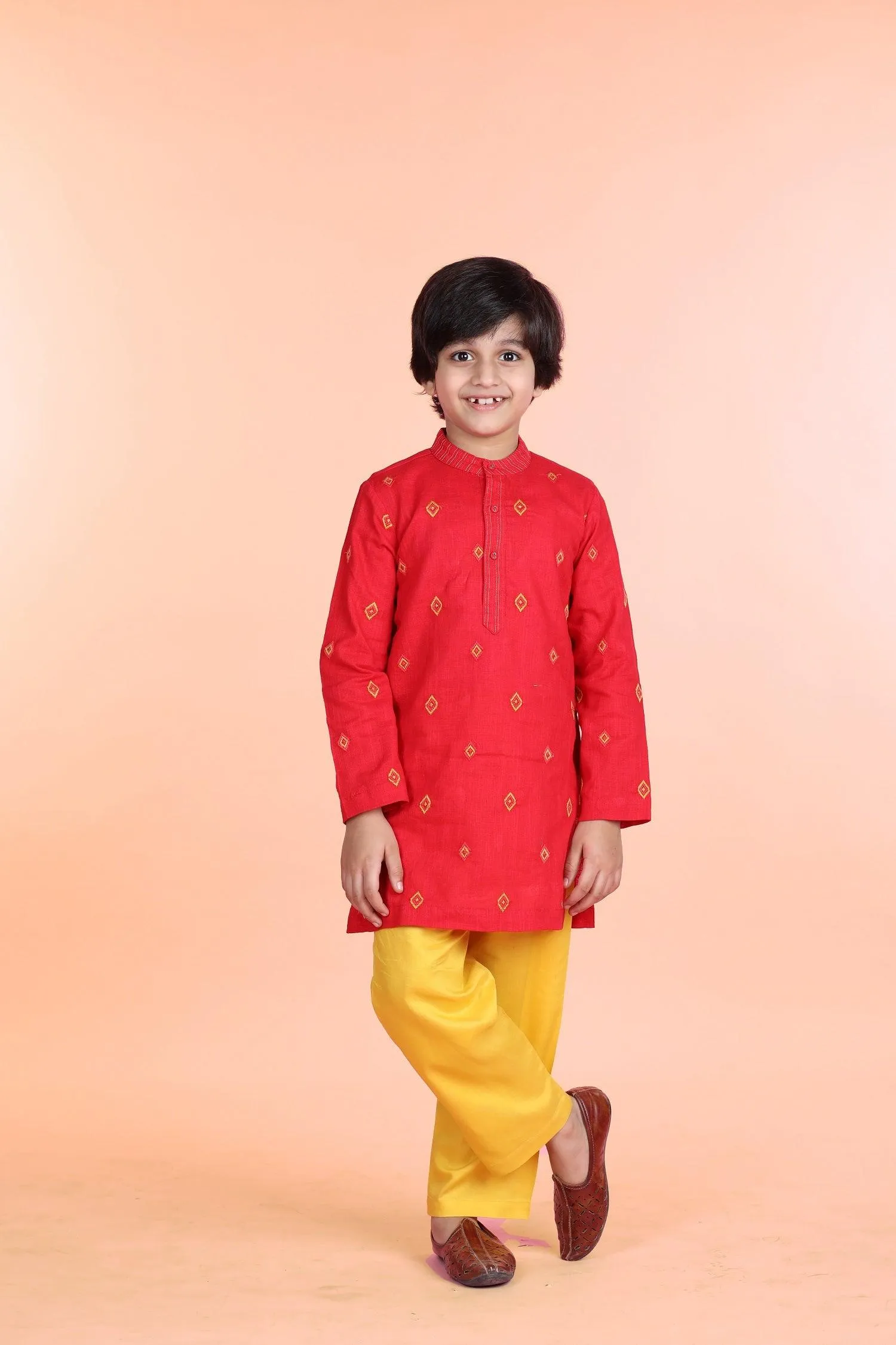 Utsav Red Embroidered Kurta Boys (12 Months-12 Years)