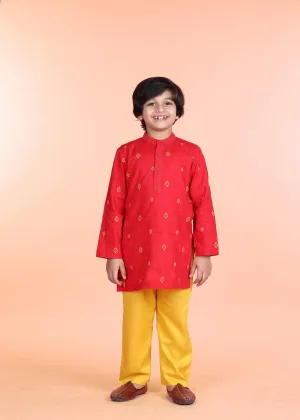 Utsav Red Embroidered Kurta Boys (12 Months-12 Years)