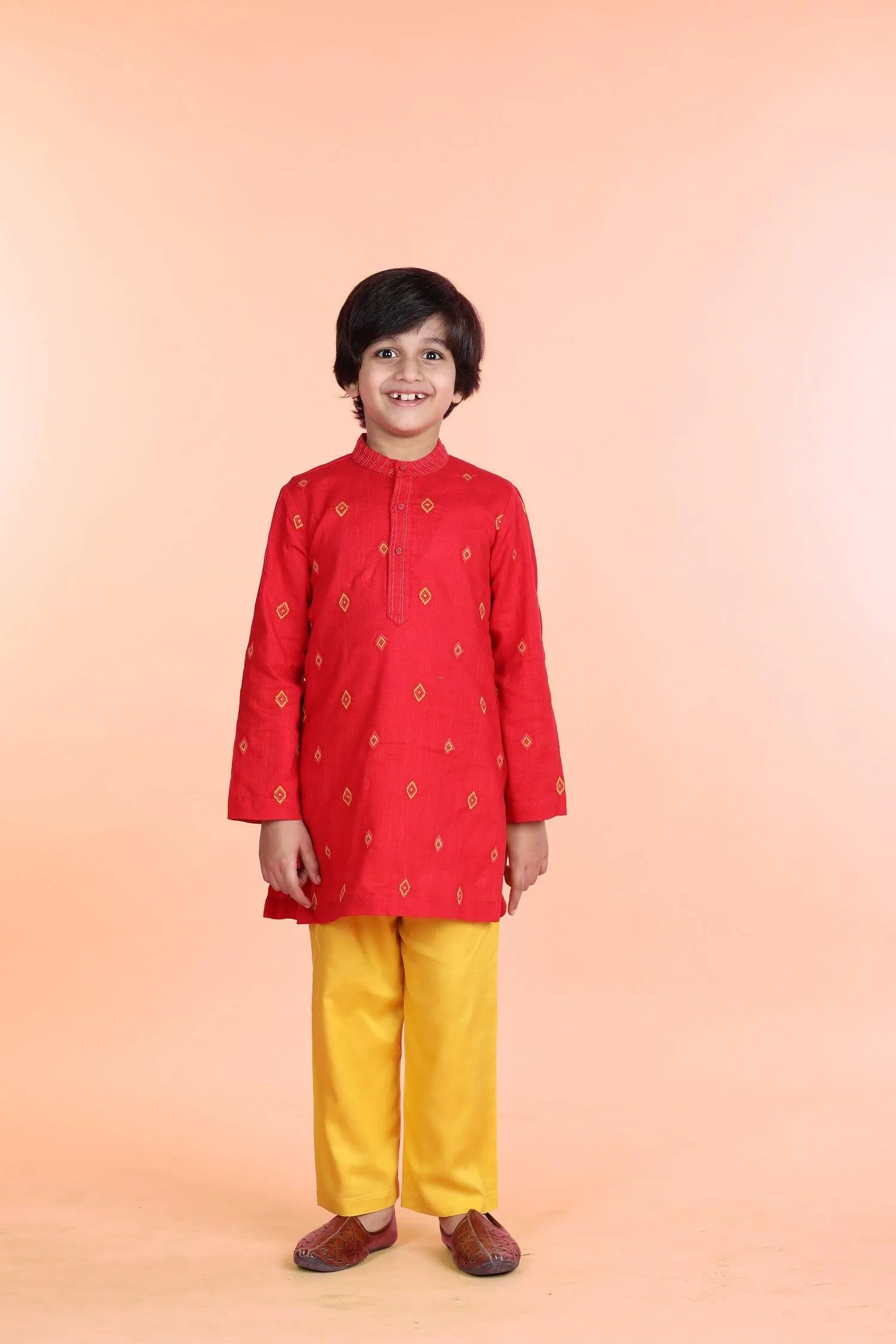 Utsav Red Embroidered Kurta Boys (12 Months-12 Years)