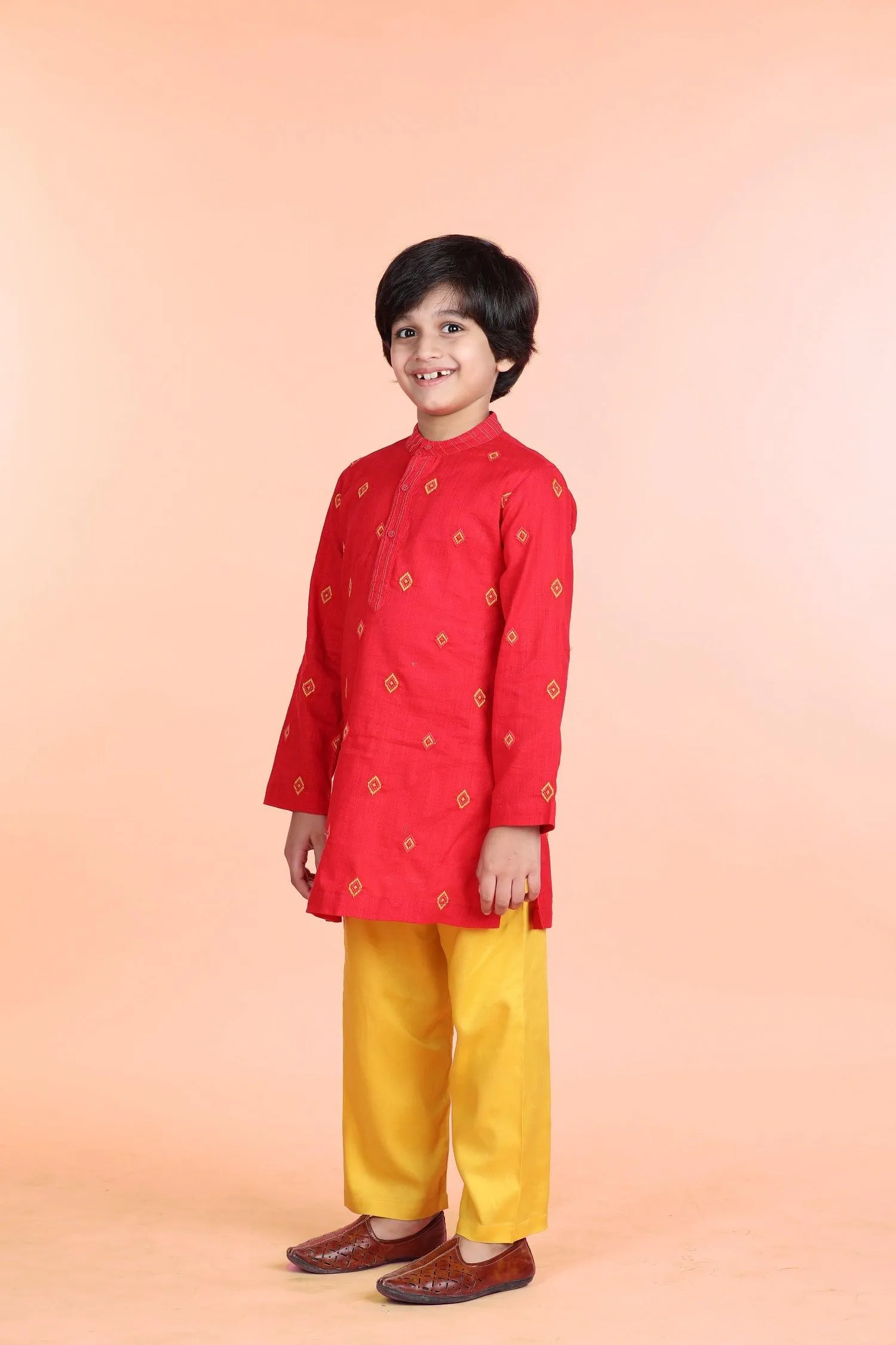 Utsav Red Embroidered Kurta Boys (12 Months-12 Years)