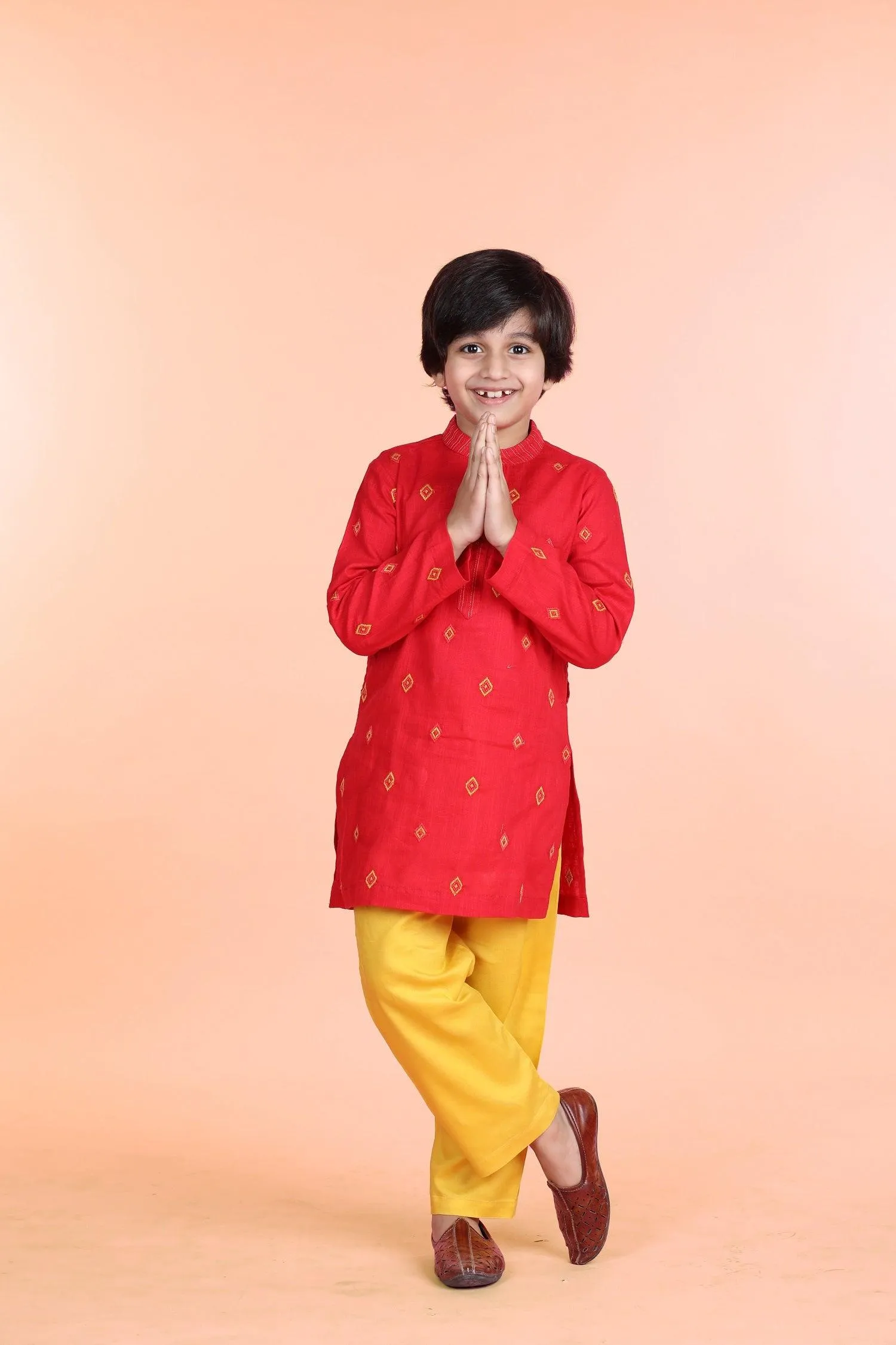 Utsav Red Embroidered Kurta Boys (12 Months-12 Years)