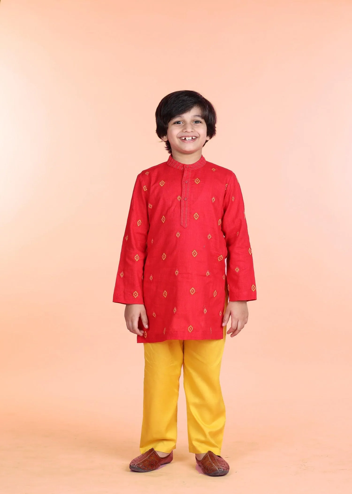 Utsav Red Embroidered Kurta Boys (12 Months-12 Years)