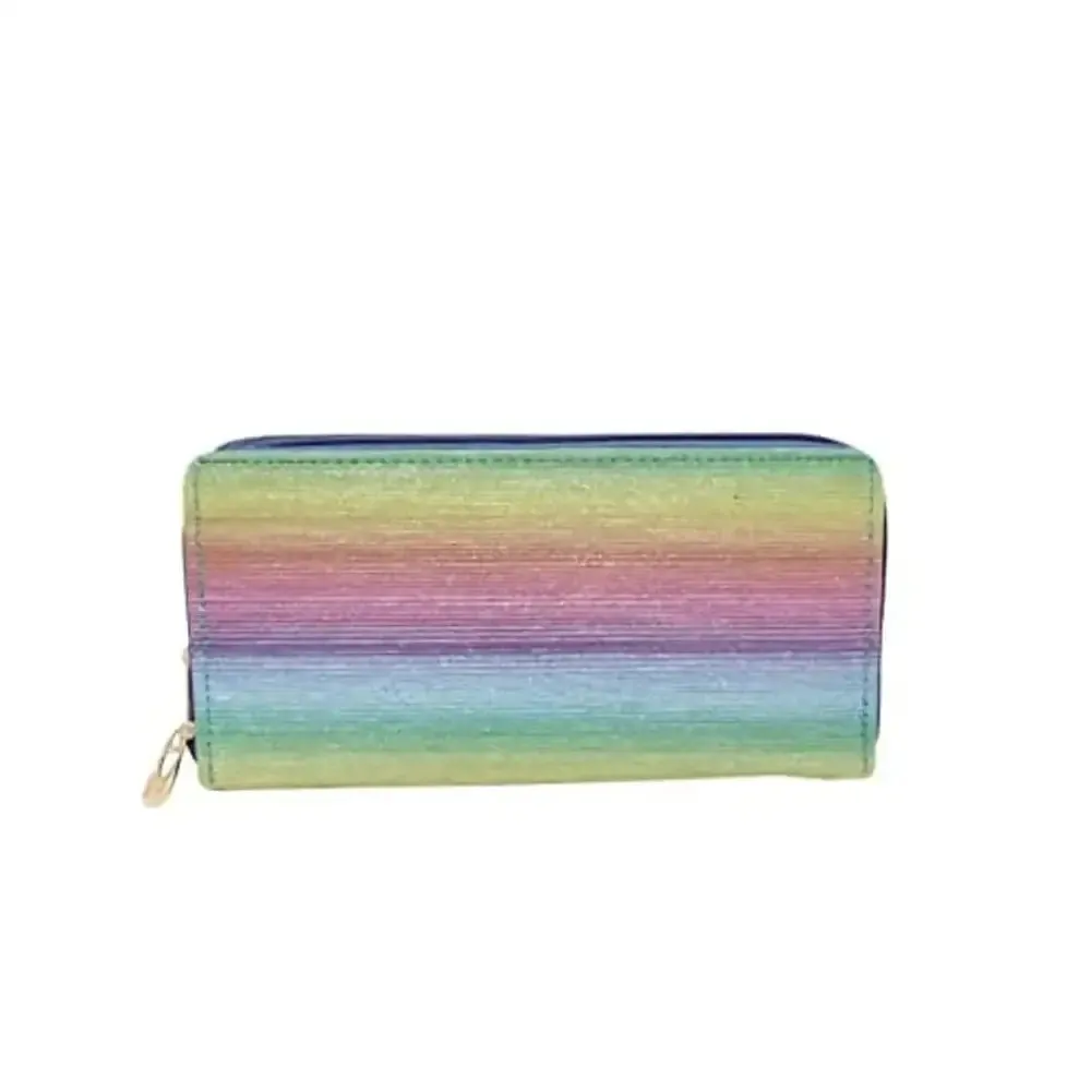 VRUGRA Stylish Premium Vintage Collection PU-Leather Shining Glittering Material Hand Wallet/Clutch,Purse (Rainbow)