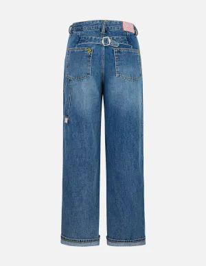 Washed Seagull Embroidery Fashion Fit Work Jeans