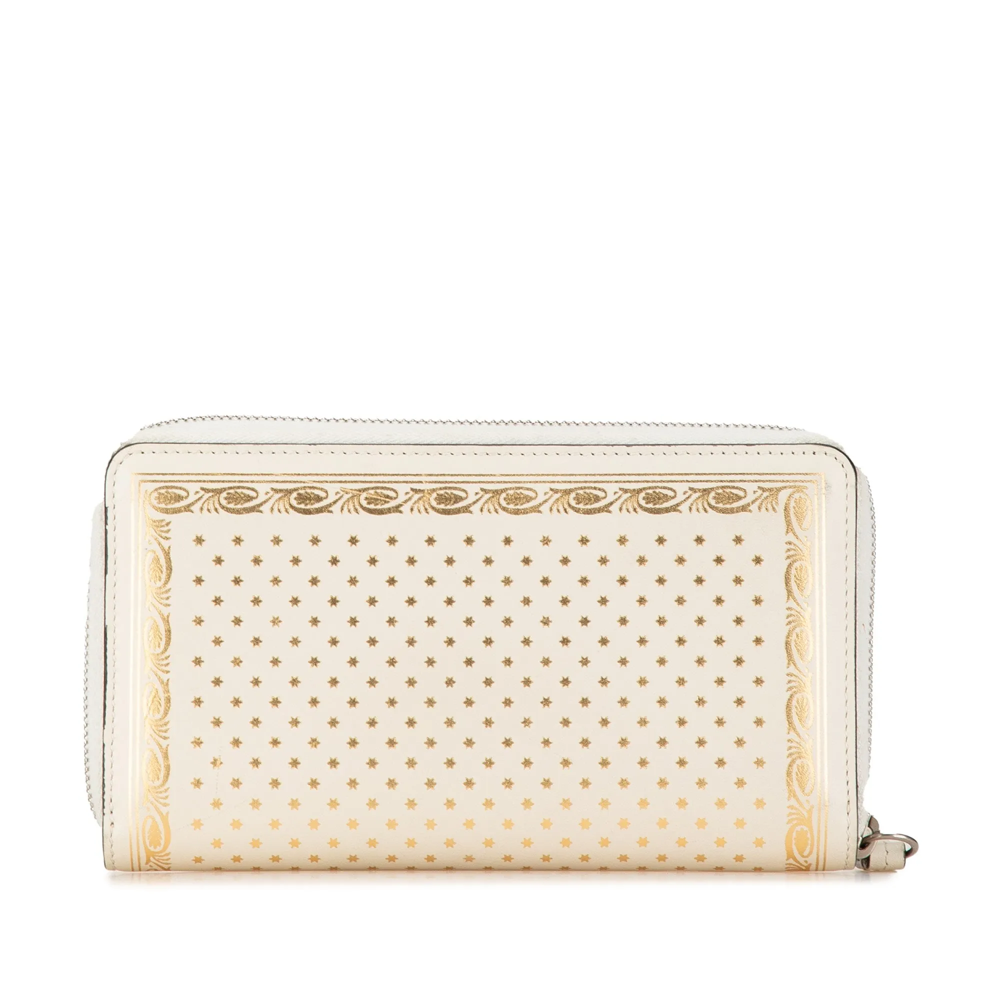 White Gucci Guccy Sega Zip Around Leather Long Wallet