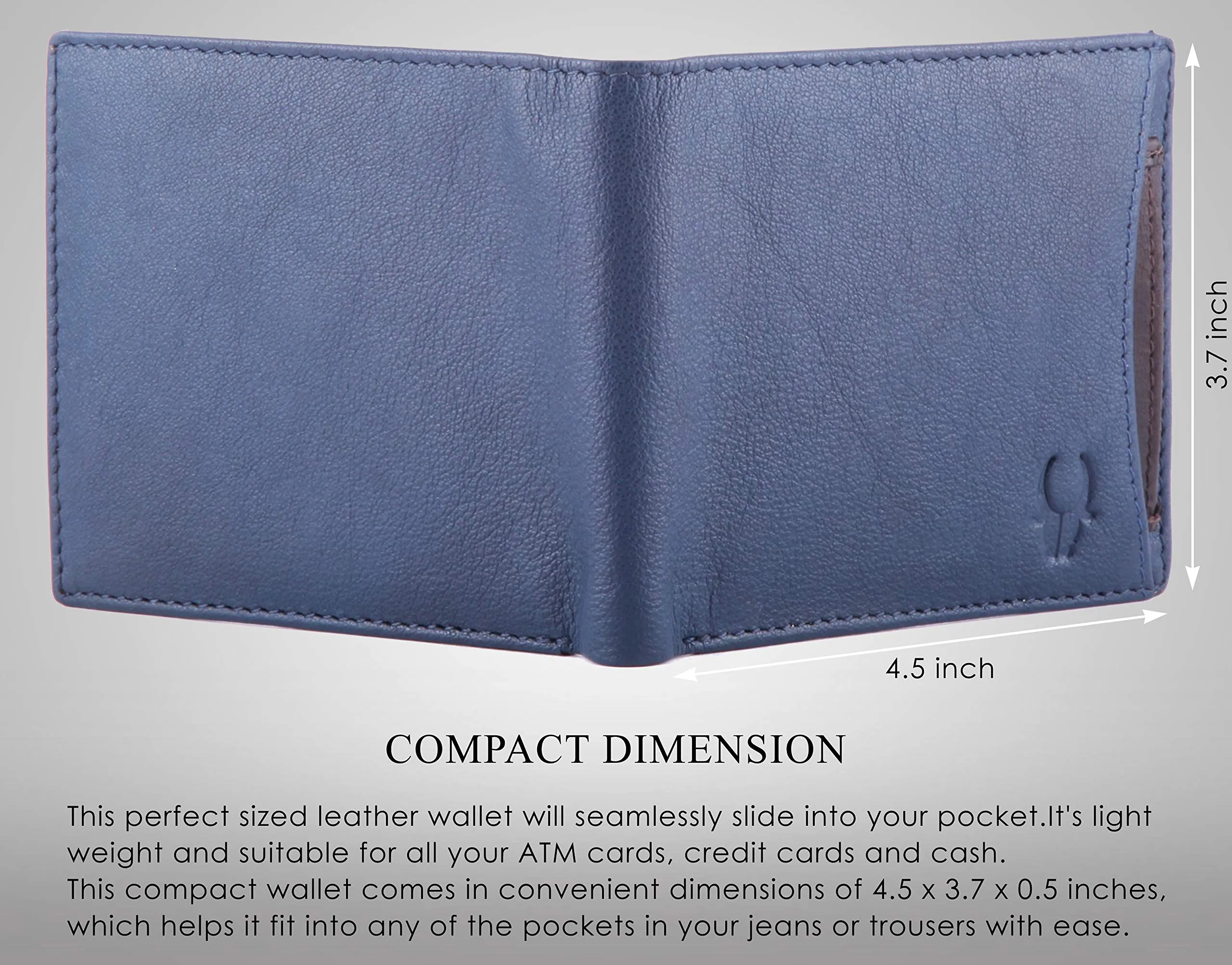 WildHorn Classic Blue Leather Wallet for Men (Blue) (Blue)