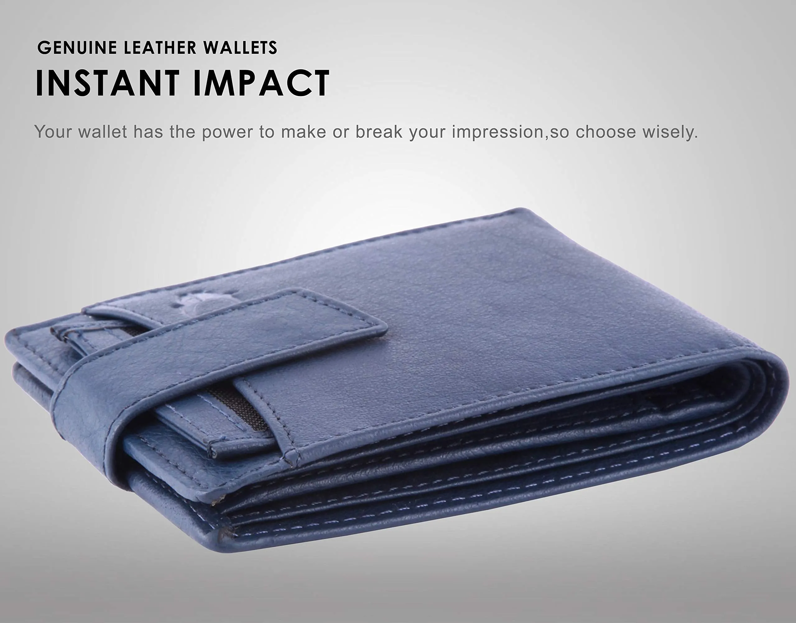 WildHorn Classic Blue Leather Wallet for Men (Blue) (Blue)