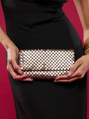 Womens Grey Embellished Clutch