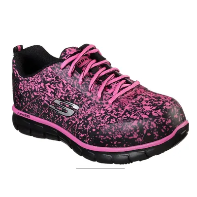 WOMEN'S SKECHERS WORK: SURE TRACK - FLINSER ALLOY TOE 77251 BKPK