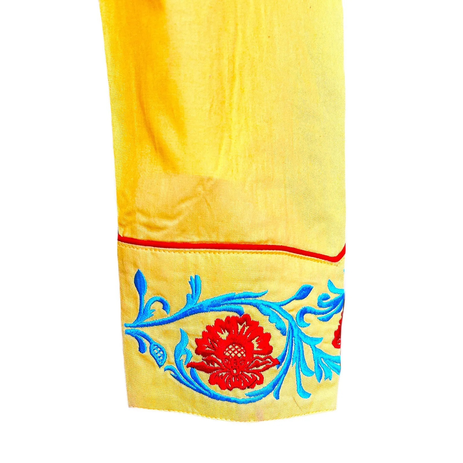 Women's Vintage Floral Embroidered Gold Western Shirt