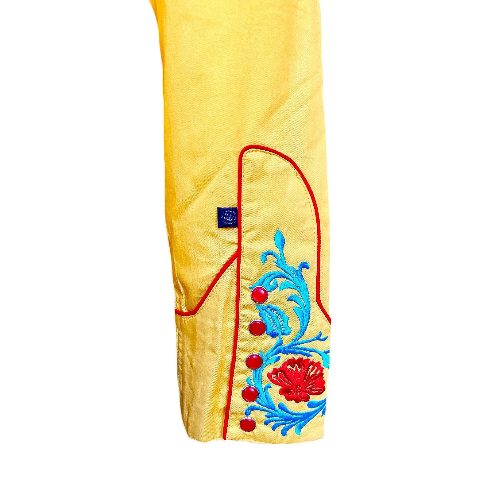 Women's Vintage Floral Embroidered Gold Western Shirt