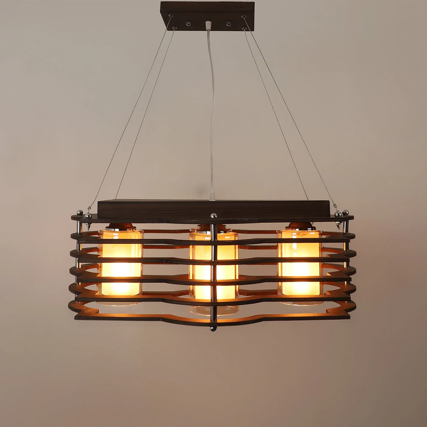 wooden Wood Hanging Light M-19-REC-NEW-DESIGN-4LP