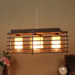 wooden Wood Hanging Light M-19-REC-NEW-DESIGN-4LP