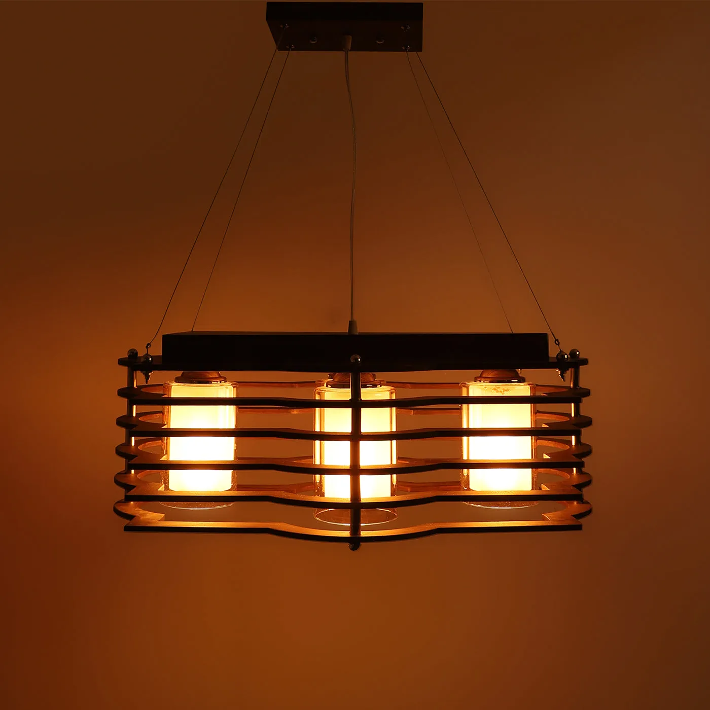 wooden Wood Hanging Light M-19-REC-NEW-DESIGN-4LP